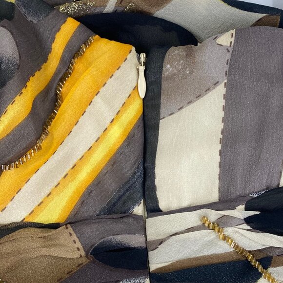 Nina Austin Silk Formal Gown | L | Metallic Beaded Sequin | Event Ball Gala - Picture 6 of 11